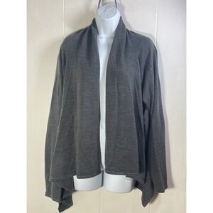 BASIC EDITIONS Womens Gray Acrylic Waterfall Cardigan‎ Sweater XL vintage